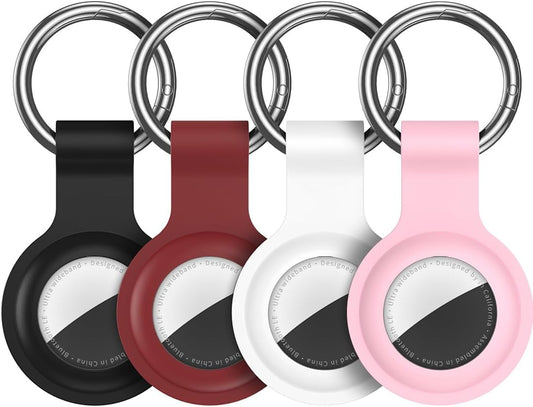 4 Pack for Airtag Keychain, with Soft Silicone Airtags Holder Protective Cases Cover Key Ring, Compatible with Apple Airtag 1St & 2Nd Generation for Kids,Luggage,Keys,Dog Collar